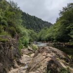 Rocky path next to Afon Glaslyn in Beddgelert