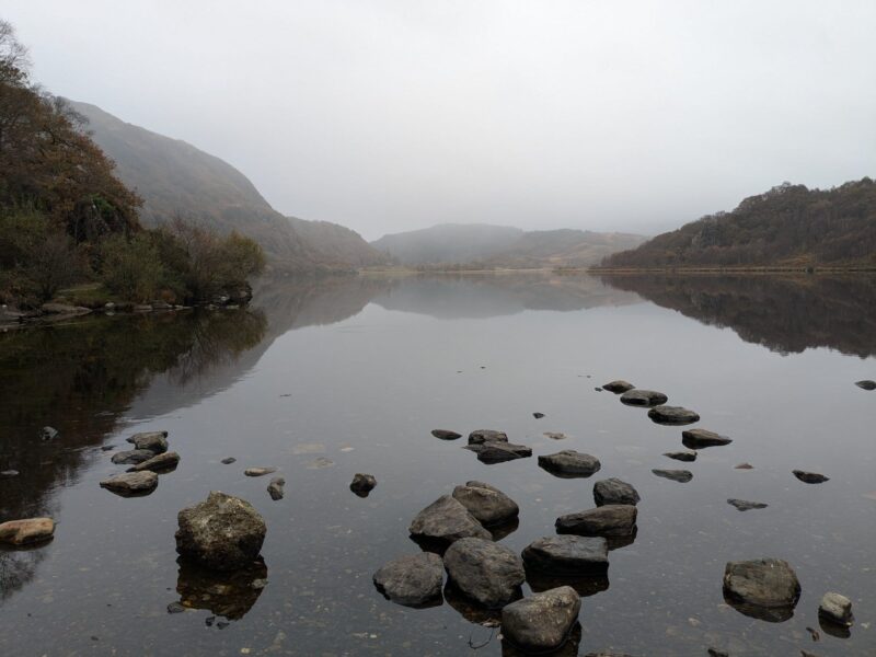 Llyn Dinas lake near Beddgelert in Snowdonia National Park