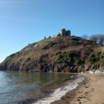 Views of Criccieth castle from the beach