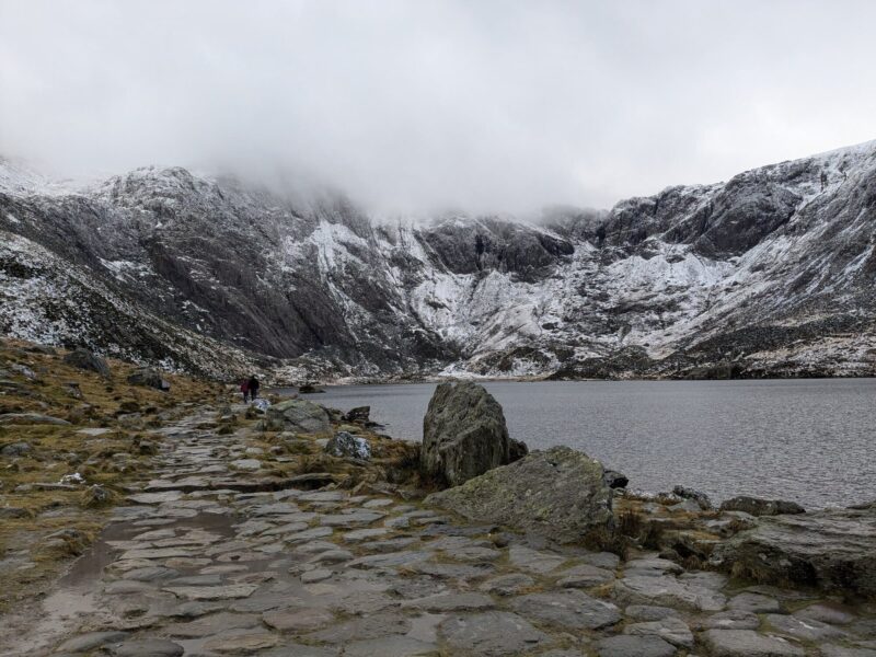 Cwm Idwal with the lake and Devils's kitchen in the background
