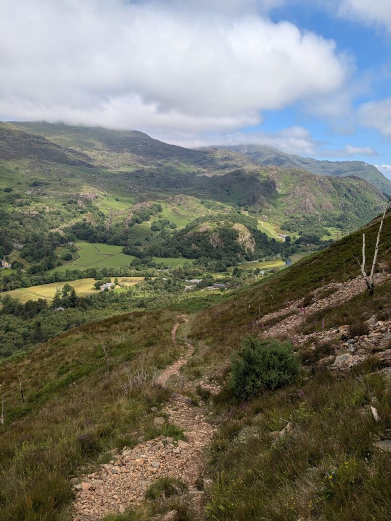 View across the Gwynant Valley from Cwm Bychan on the circular walk from Beddgelert